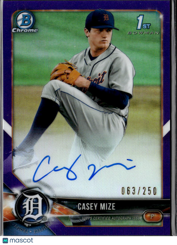 2018 Bowman Chrome Casey Mize #CDA-CM Purple Refractor /250