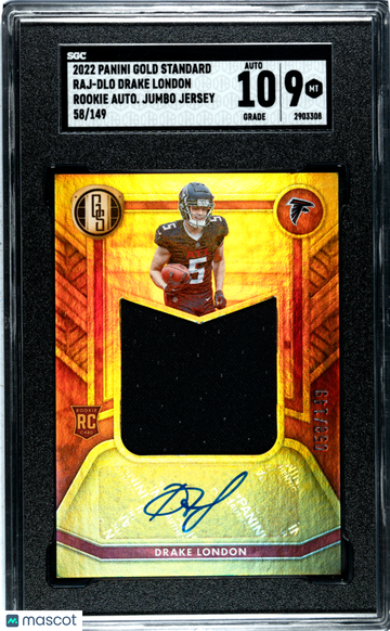 2022 Panini Gold Standard Drake London #RAJ-DLO Rookie Autograph Jumbo Jersey 149 SGC 9 Auto 10