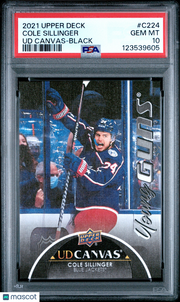 2021-2022 Upper Deck UD Canvas Cole Sillinger #C224 Black Young Guns Rookie PSA 10