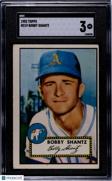 1952 Topps Bobby Shantz #219 SGC 3