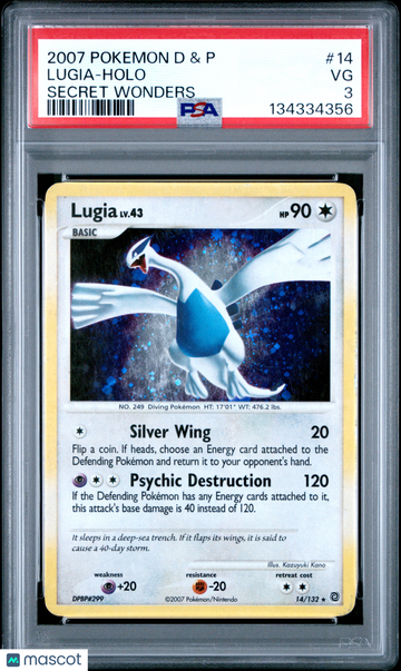 2007 Pokemon Diamond & Pearl Secret Wonders Lugia Holo Secret Wonders PSA 3 #14