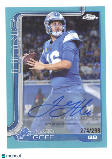 2025 Topps Chrome Autograph Jared Goff #BA-JGO Teal Refractor /299