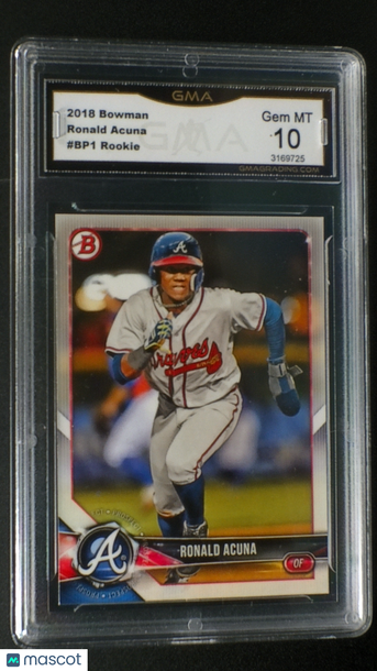 2018 Bowman Ronald Acuna #BP1 Base Paper Prospect Rookie RC Base Set PGA 10