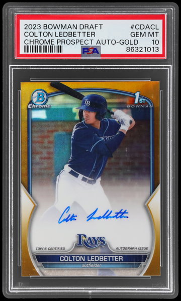 2023 Bowman Draft Colton Ledbetter Chrome Autograph Gold Refractor PSA 10
