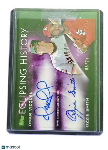 2015 Topps Eclipsing History Omar Vizquel Ozzie Smith #EHA-VS Green /25 Dual Autograph