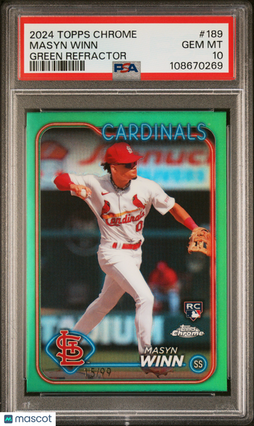 2024 Topps Chrome Masyn Winn #189 Green Refractor /99 PSA 10