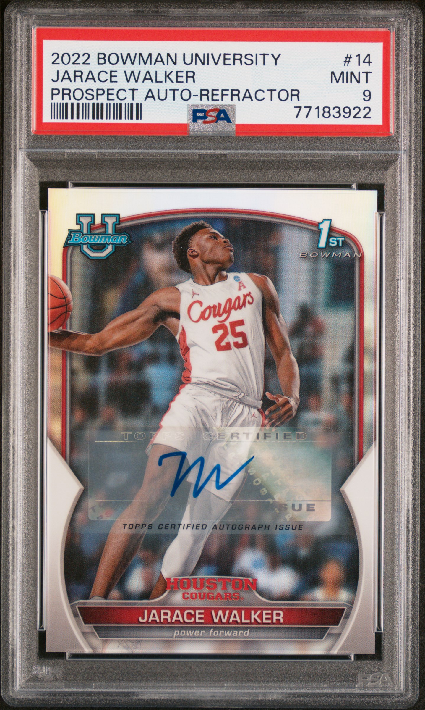 2022 Bowman University Jarace Walker #14 REFRACTOR PSA 9