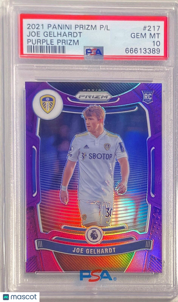 2021 Panini Prizm Premier League Joe Gelhardt #217 Purple PSA 10