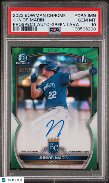 2023 Bowman Chrome Prospect Autographs Junior Marin #CPAJMN Green Lava /99 PSA 10
