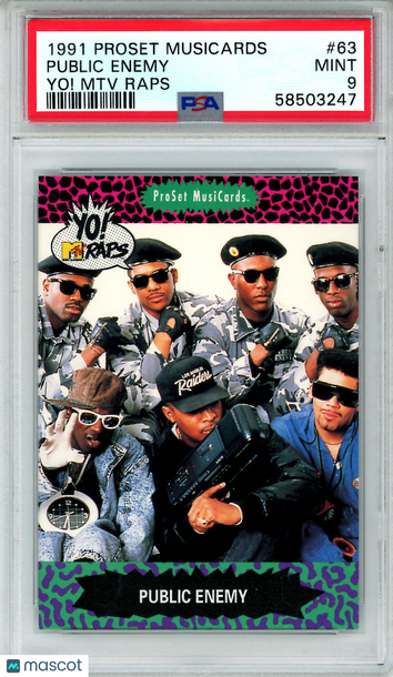 1991 Proset Musicards Yo! MTV Raps Public Enemy #63 PSA 9