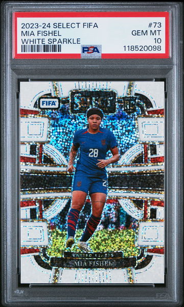 2023-24 PANINI SELECT FIFA MIA FISHEL WHITE SPARKLE SSP #73 RC ROOKIE PSA 10