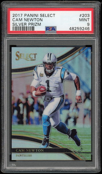 2017 Select #203  Cam Newton Silver Prizm PSA 9