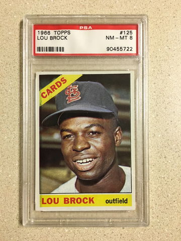 1966 Topps #125 Lou Brock PSA 8 NM-MT CARDINALS HOF