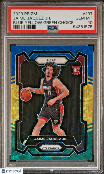2023-24 Panini Prizm Jaime Jaquez JR. #137 Choice Blue Yellow & Green Prizm Parallel/Variety Rookie Base Set PSA 10