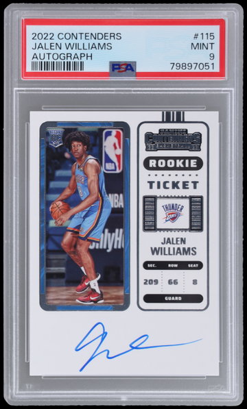 2022 Panini Contenders Jalen Williams Rookie Ticket Autograph PSA 9 RC