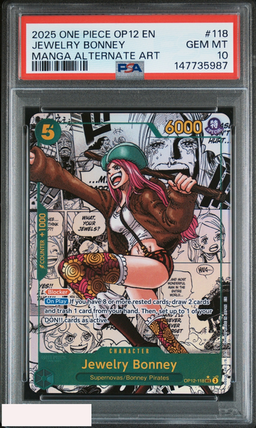 2025 ONE PIECE LEGACY OF THE MASTER JEWELRY BONNEY #118 MANGA ALT ART PSA 10