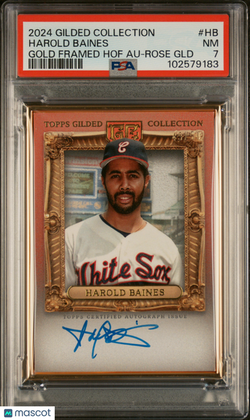 2024 Topps Gilded Collection Gold Framed Hall Famers Autographs Harold Baines #HB Hof Rose GLD PSA 7