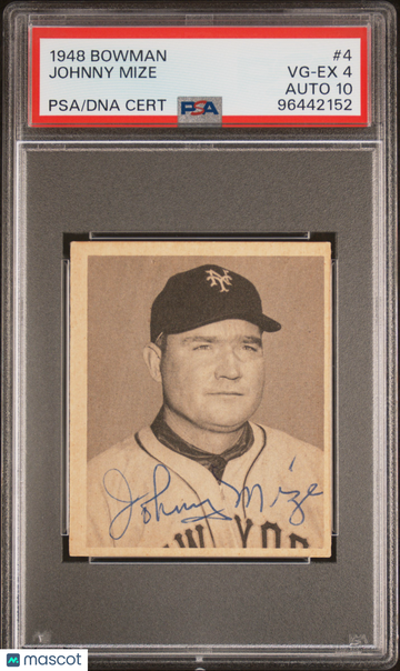 1948 Bowman Johnny Mize #4 PSA 4 Auto 10