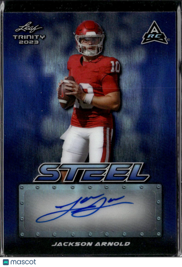Jackson Arnold 2023 Leaf Trinity Steel RC Auto Blue /49 Oklahoma Sooners