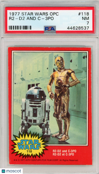 1977 O-Pee-Chee Star Wars R2-D2 And C-3po #118 PSA 7