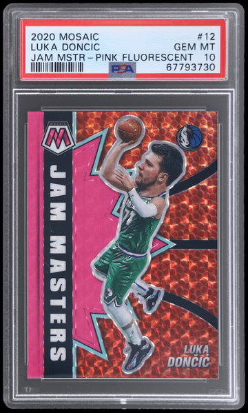 2020 Panini Mosaic Luka Doncic Jam Masters Pink Fluorescent PSA 10