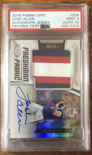 2018 Panini Cert. Josh Allen Autograph Jersey #204  PSA 9 Card & Auto 10