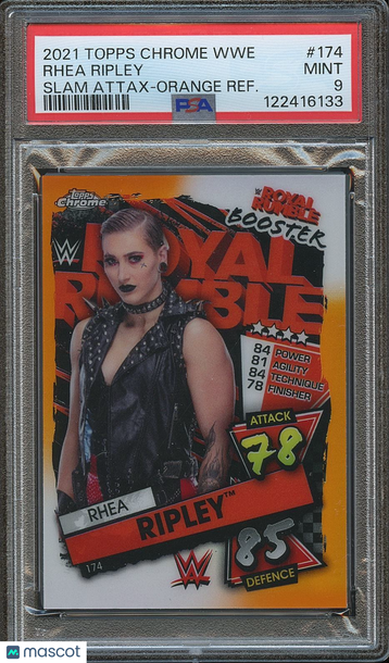 2021 Topps Chrome WWE Slam Attax Rhea Ripley #174 Orange Refractor PSA 9