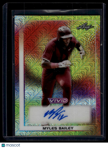 2026 Leaf Vivid Myles Bailey #BA-MB1 Base Autographs Mojo Yellow SN AU