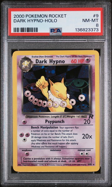 2000 Pokemon Team Rocket Holo Dark Hypno #9 PSA 8