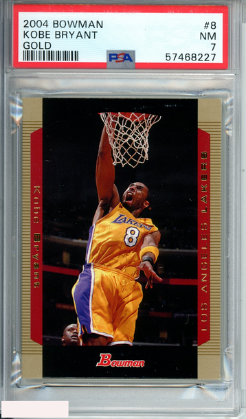 2004 BOWMAN KOBE BRYANT #8 GOLD LOS ANGELES LAKERS MAMBA PSA 7 NM