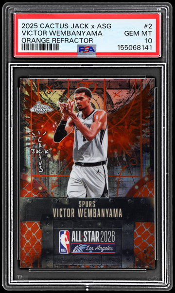 2025 Topps Chrome Cactus Jack X All-star Game Victor Wembanyama Orange Refractor PSA 10