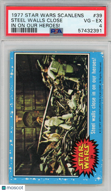 1977 Star Wars Scanlens Steel Walls Close In On Our Heroes! #39 PSA 4