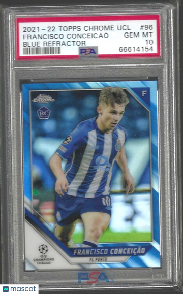 2021 Topps Chrome UEFA Champions League Francisco Conceicao #96 Blue Refractor PSA 10