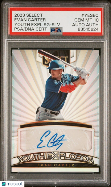 2023 Panini Select Evan Carter #YES-EC Silver Prizm / Parallel/Variety Rookie PSA 10 Auto A