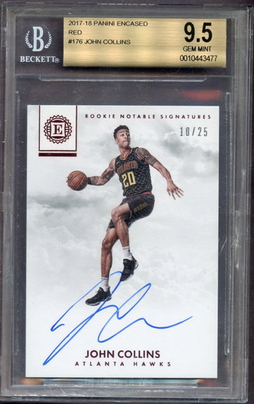 JOHN COLLINS 2017 ENCASED /25 RED Notable Rookie Auto Autograph BGS 9.5 Hawks