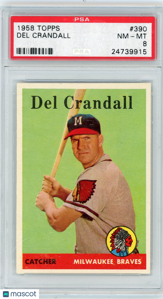 1958 Topps Del Crandall #390 PSA 8