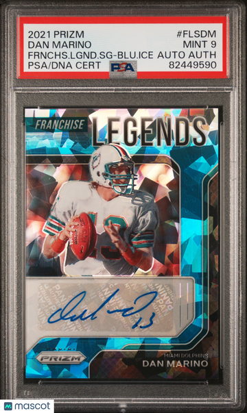 2021 Panini Prizm Franchise Legends Signatures Dan Marino #FLSDM Frnchs. Lgnd. SG Blu. Ice /75 PSA 9 Auto A