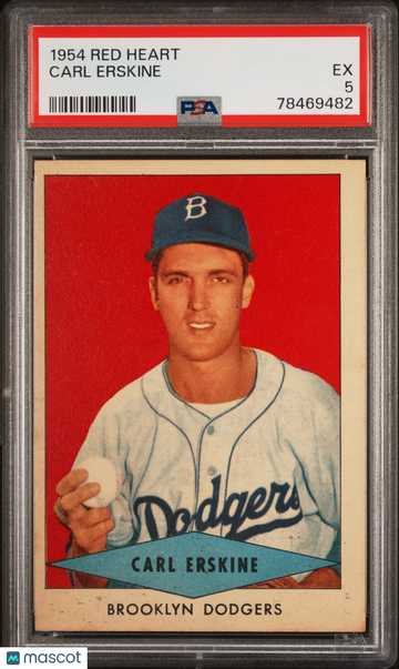 1954 Red Heart Carl Erskine PSA 5