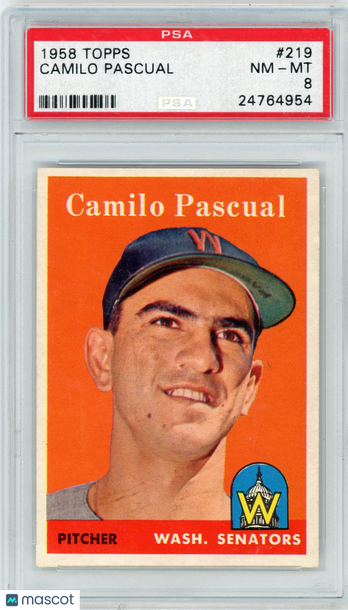 1958 Topps Camilo Pascual #219 PSA 8