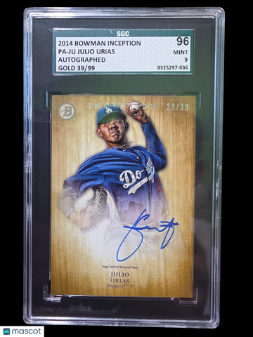 2014 Bowman Inception Julio Urias #PA-JU Autograph Gold SGC 9