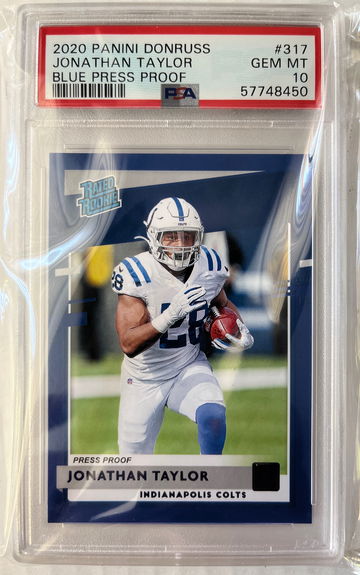 2020 Jonathan Taylor #317 Donruss Blue Press Proof PSA 10