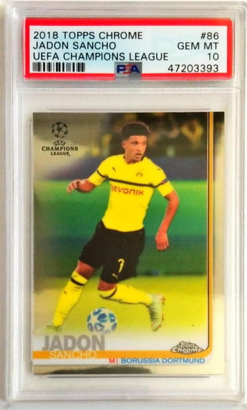 Jadon Sancho Topps Chrome UEFA Champions League PSA 10 