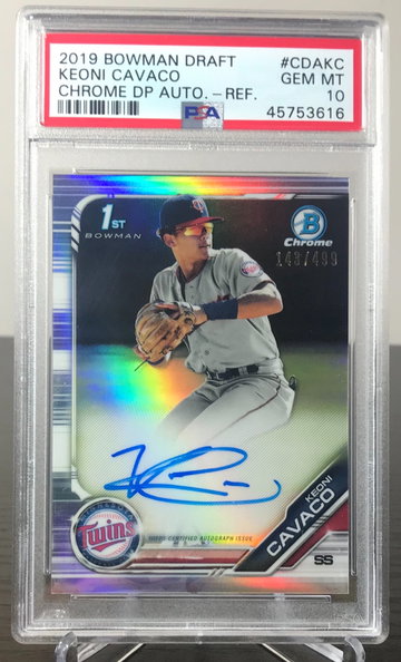 Keoni Cavaco 2019 Bowman Draft Refractor Auto /499 PSA 10