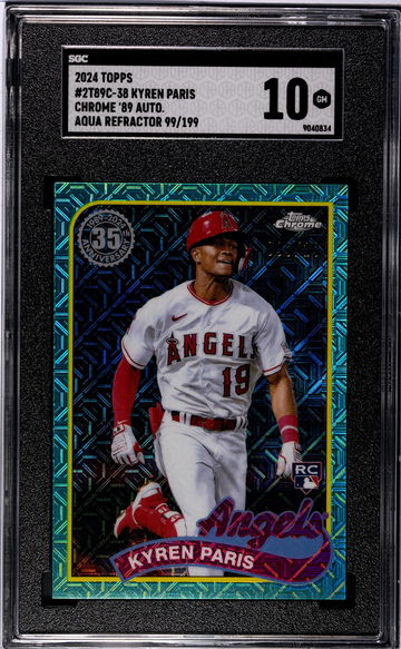 2024 Topps Chrome 1989 Aqua Refractor Kyren Paris #2T89C-38 RC Auto /199 SGC 10