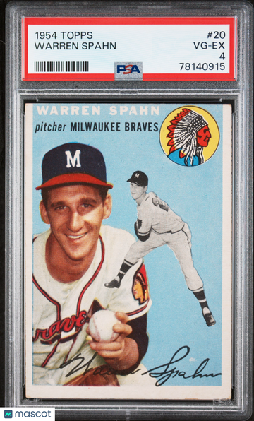 1954 Topps Warren Spahn #20 PSA 4