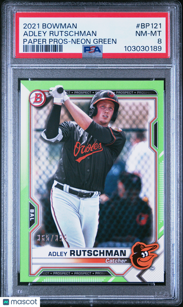 2021 Bowman Paper Prospects Adley Rutschman #BP121 Neon Green /399 PSA 8