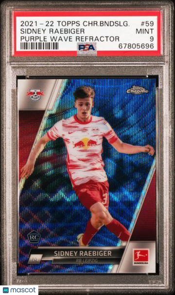 2021 Topps Chrome Bundesliga Sidney Raebiger #59 Purple Wave Refractor PSA 9