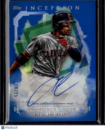 2019 Topps Inception Francisco Lindor #RES-FL Blue /25 Topps Certified Autograph Issue