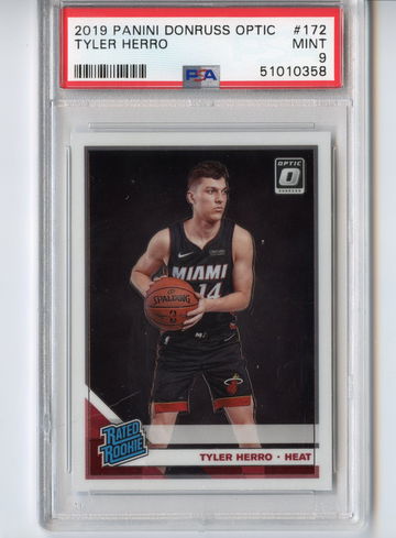 PSA 9 Rated Rookie Donruss Optic Tyler Herro #172 2019 RC Mint Heat