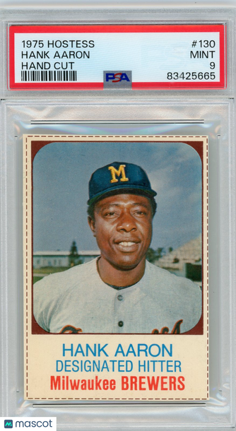 1975 Hostess Hank Aaron #130 Hand Cut PSA 9